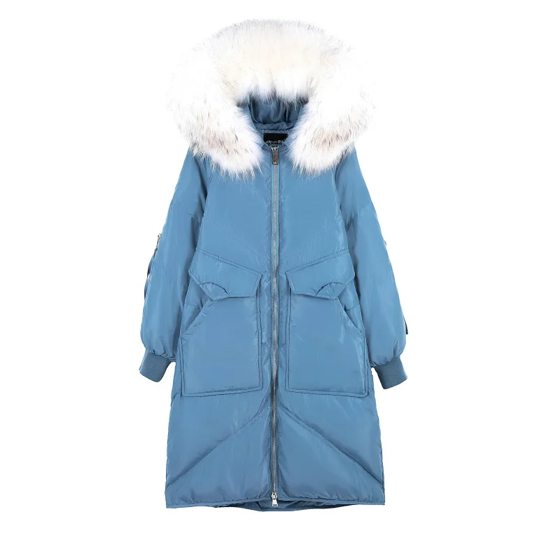 (TopFurMall) женские парки пуховики настоящая женская удлиненная верхняя одежда LF9176