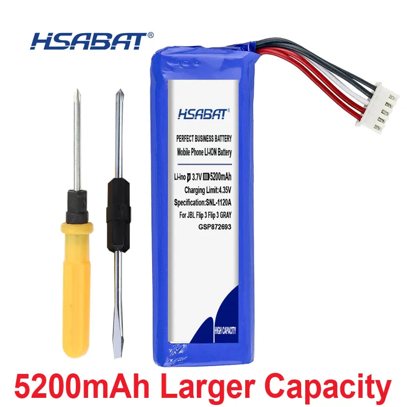 HSABAT 0 цикла 5200 мА/ч, Батарея для JBL Flip 3 флип 3 серый GSP872693 высокое качество запасной аккумулятор