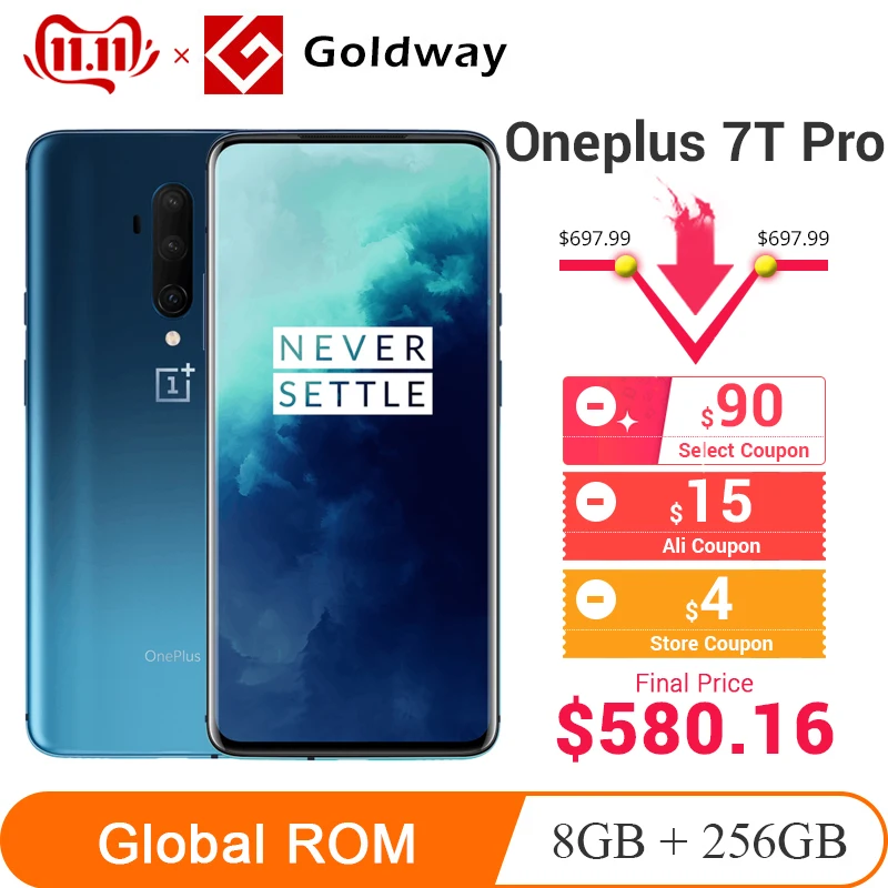 

OnePlus 7T Pro 8GB RAM 256GB ROM Mobile Phone Snapdragon 855 Plus 6.67'' Fluid AMOLED 90Hz Screen 48MP Camera 4085mAh NFC