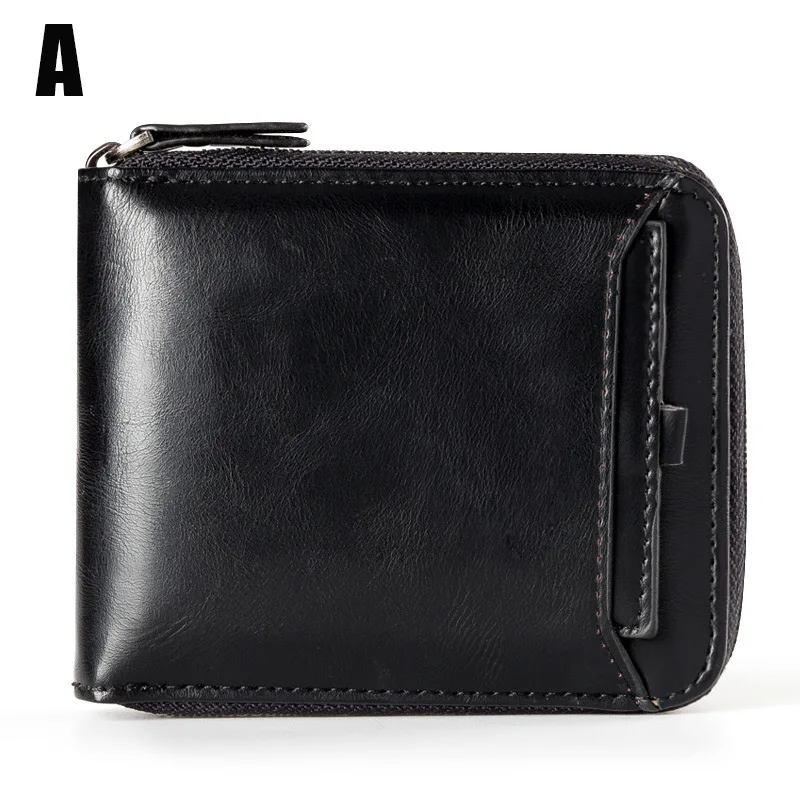 Black A Новинка, мужской модный кошелек-держатель для карт, Cartera Hombre, мужские короткие кошельки из искусственной кожи на молнии, мужские подарки, кошелек для монет - Цвет: Black A