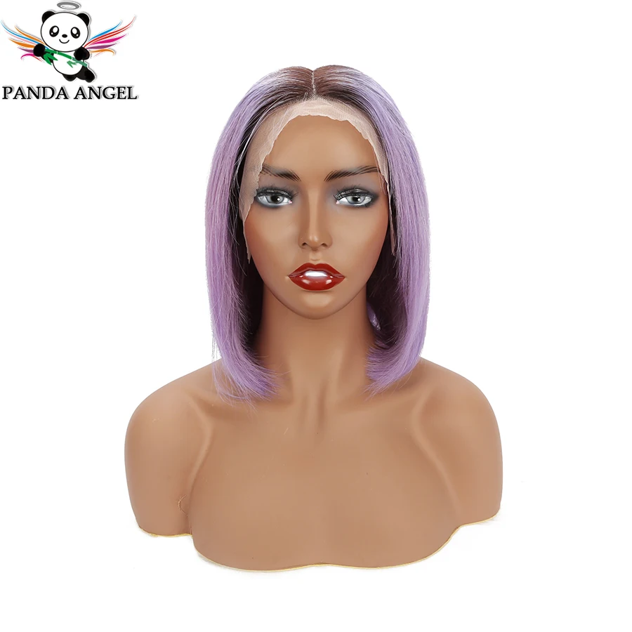 

Panda 13*4 Purple Honey Blonde Color Lace Wigs Remy Brazilian Straight Lace Front Human Hair Wig 1B Purple Ombre Short Bob Wigs
