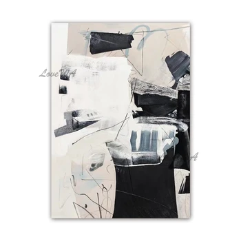 

Black And White Abstract Oil Painting Canvas Wall Art Pure Hand Painted Canvas Wall Art Modern Home Decor Artwork Paintings