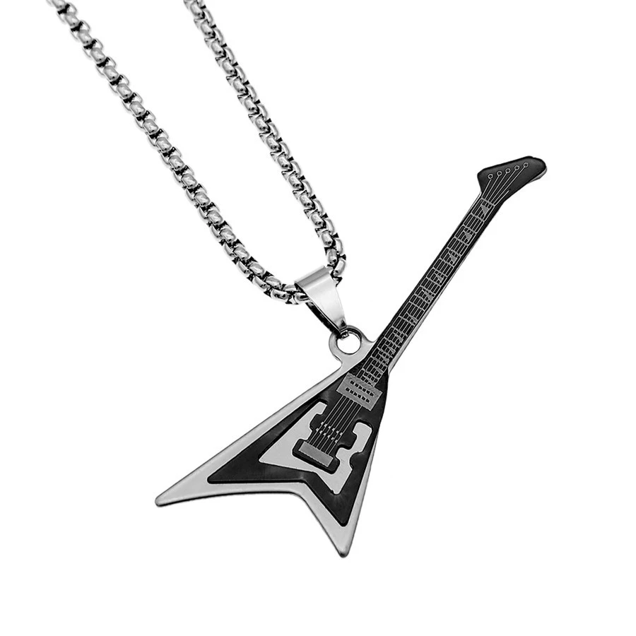 Gothic 2 Layers Titanium Steel Guitar Necklace Titanium Steel Jewelry