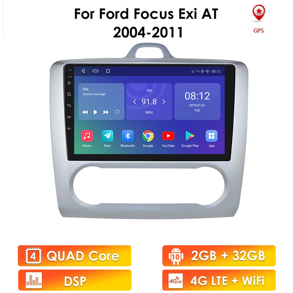 2G+32G Android 10 For ford focus 2 Mk2 2004-2011 Car Radio Multimedia Video Player Navigation GPS 2 din