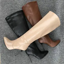 AIWEIYi/женские сапоги до колена; сапоги на высоком каблуке с острым носком; цвет черный, коричневый; ковбойские сапоги; ботинки «Челси»; зимняя женская обувь