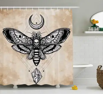 

Shower Curtain，Skeleton Head Bee,Diamond, Cloth Fabric Bathroom Decor Set
