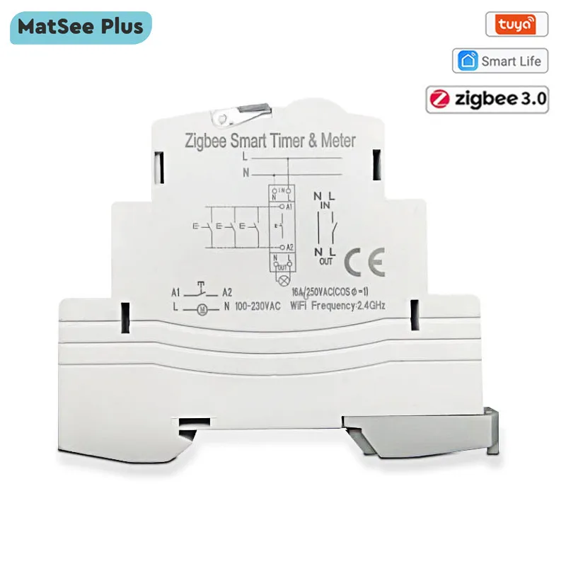 Tuya Smart Life ZigBee Din Rail Electric Meter 16A with Energy Monitor Circuit Breaker Switch Timer Works Google Home Alexa | Электроника