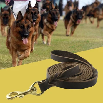 

1.2m-2.6 m Pet Dog Genuine Leather Leash Big Dog German Shepherd Lead Leash Outdoor Dog Wakling Leashes for Medium Large Dogs