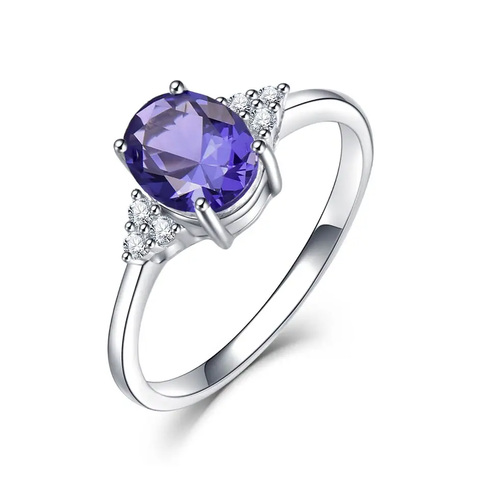 Tanzanite Kuolit морганит драгоценный камень кольцо для женщин Твердые 925 пробы серебро создан розовый камень свадебные обручение ювелирные украшения - Цвет камня: Tanzanite