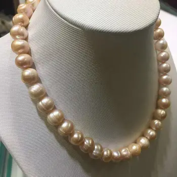 

Women Big 10-11mm Natural White Freshwater Cultured Pearl Necklace 18 Inches