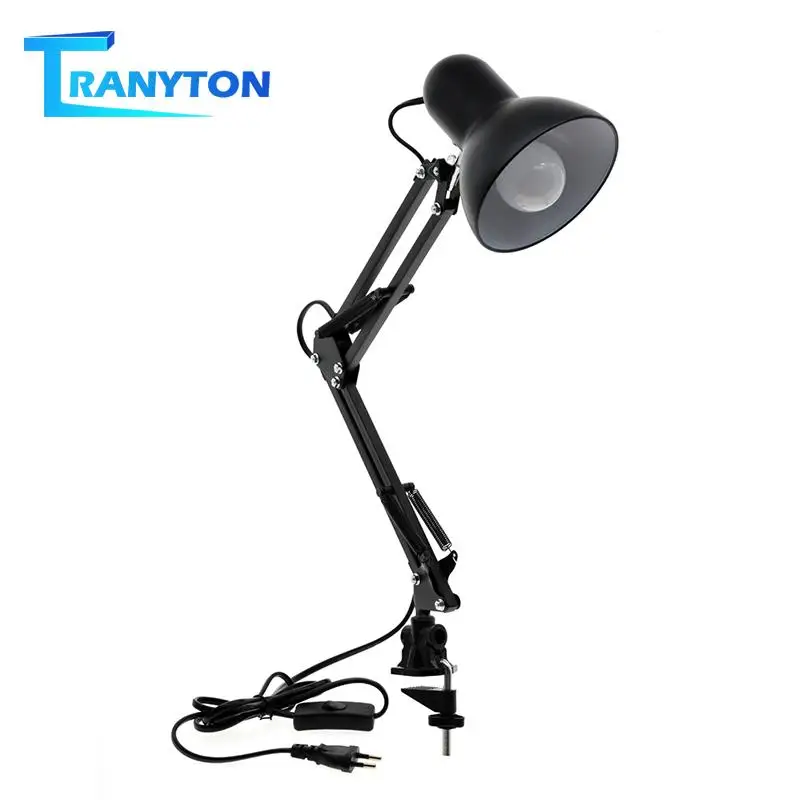 Adjustable Desk Lamp E27 Bulb EU Plug LED Table Lamp for Office Decoration Lights Reading Study Besides Bedroom Living Room