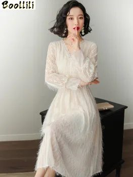

Boollili New Spring Solid White Causal Lace Party Dress Women Fashion Elegant Dress Autumn Dresses Women Clothes 2020 Vestidos