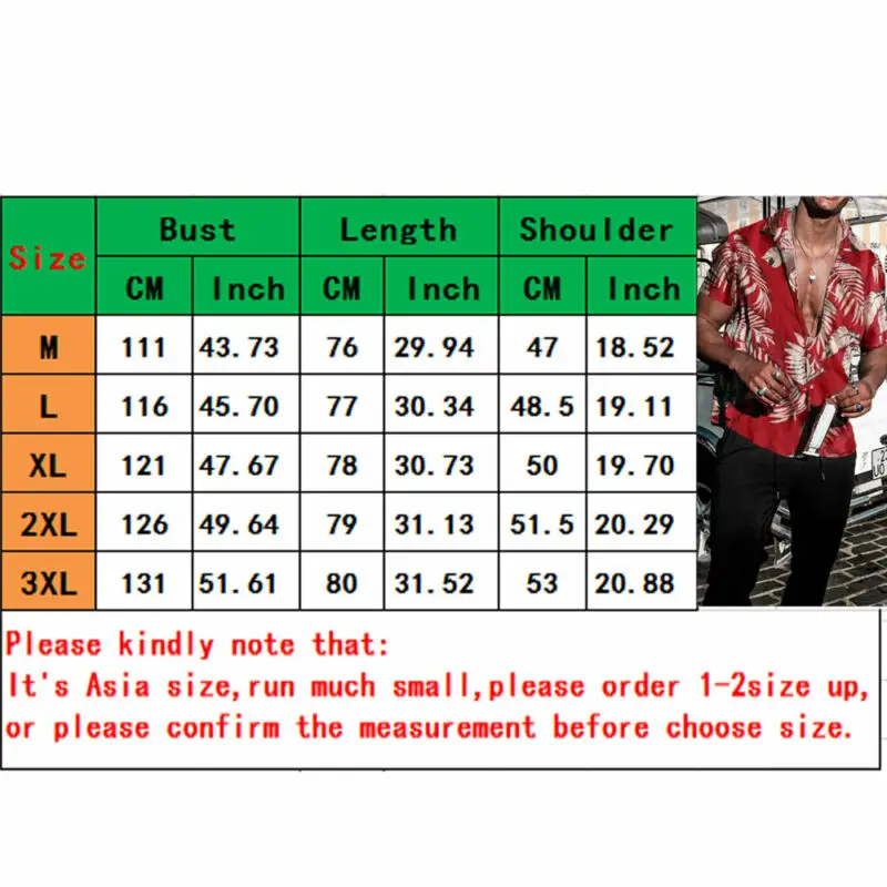 Hawaiian Printed Short sleeve Men's shirt Casual Shirt men Summer Casual Loose Beachwear Buttons Male Blouse Tops