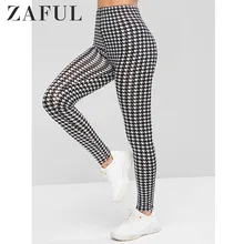 ZAFUL Хаундстут печати высокой талией леггинсы осень Современные леди Фитнес Леггинсы Highstreet женские брюки уличная одежда