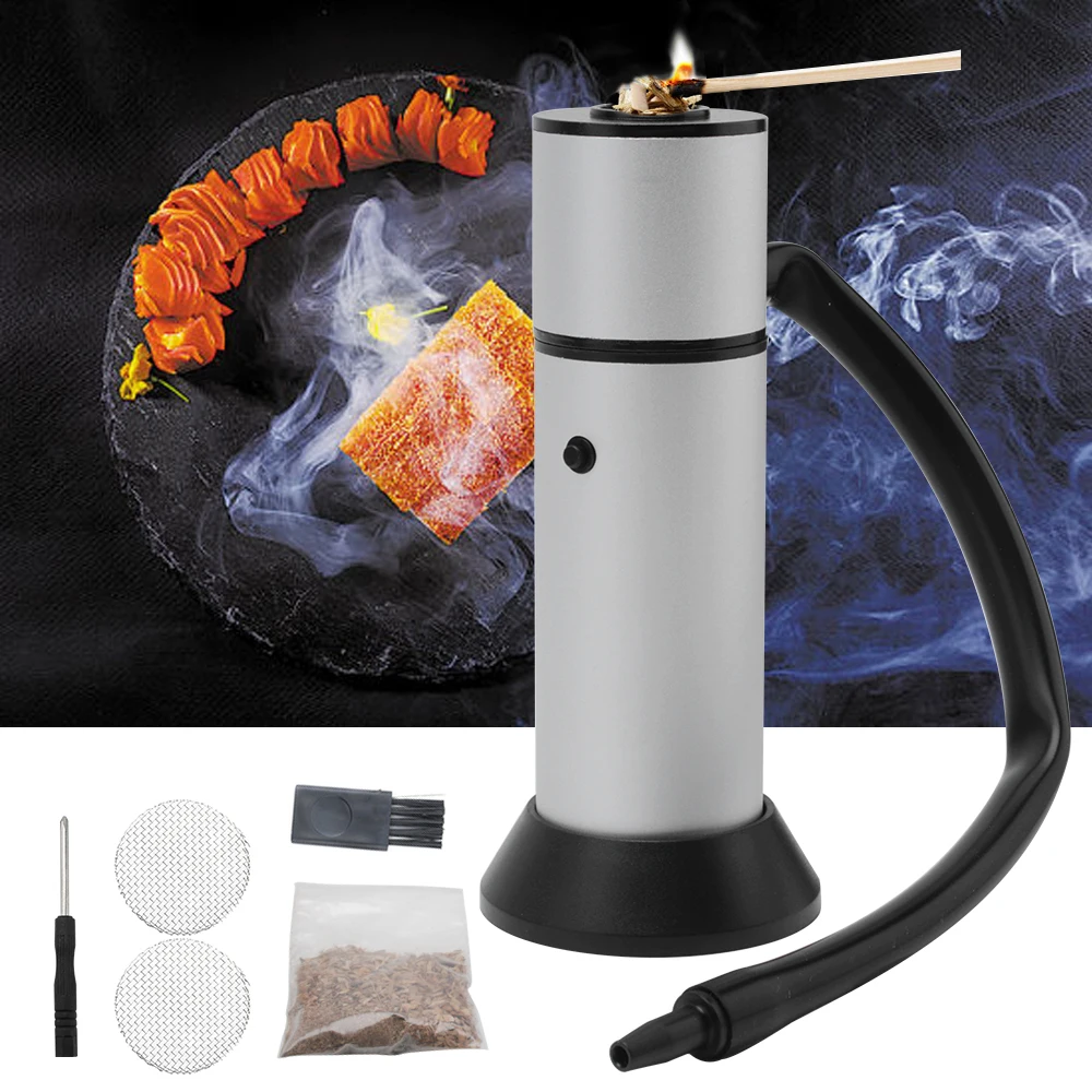 Food Cold Smoke Generator Portable Molecular Cuisine Smoking Gun Meat Burn Smokehouse Cooking for BBQ Grill Smoker Wood