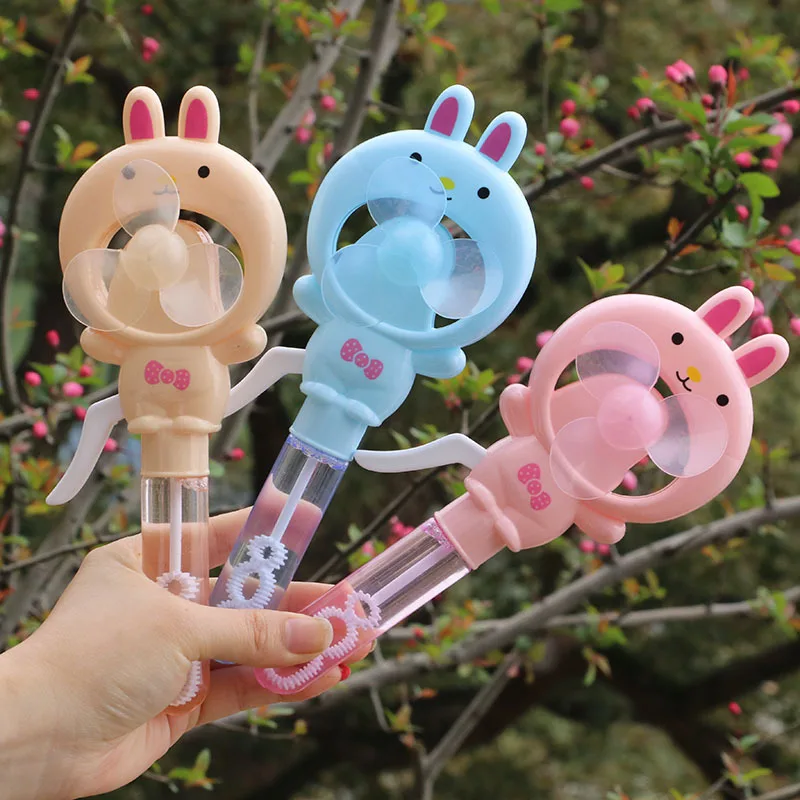 

blowing bubbles Children's Creative Mini Hand-cranked Fan Student Portable Cartoon Hand Pressure Fan Gift Summer Toy