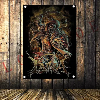 

Heavy metal Rock Music Tattoo Band Banners Wall Flags Hanging Painting Tapestry Cloth Art Bar Cafe Hotel Theme Background Decor