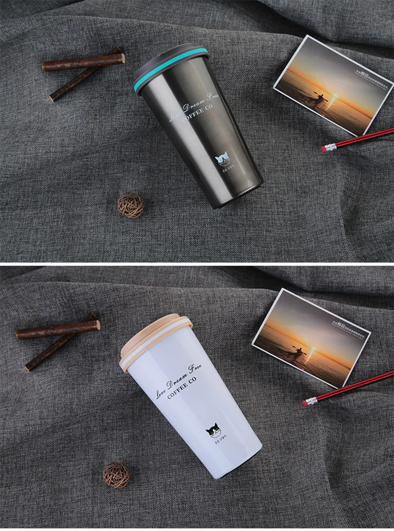 500ML Portable Insulated Coffee Mug Thermal Coffee Cup With Lid Stainless Tumbler Hot Termos Para Agua Caliente