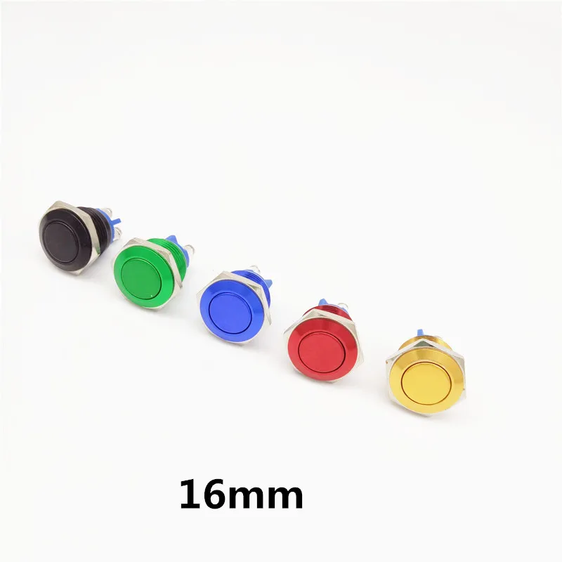 

16mm Waterproof Reset Metal Push Button Switch Flat Round Head Door Bell Horn Car Auto Engine Start