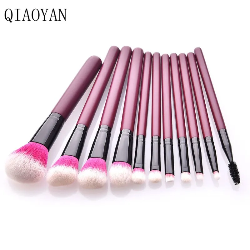 

11 makeup brush set high-end red handle purple white facial eye shadow eyelash brush
