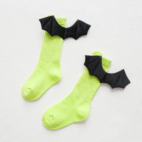 FluorescentYellow10Y Креативные мягкие детские длинные гольфы с 3D демоном для девочек; сезон зима-осень; Новинка - Цвет: FluorescentYellow10Y
