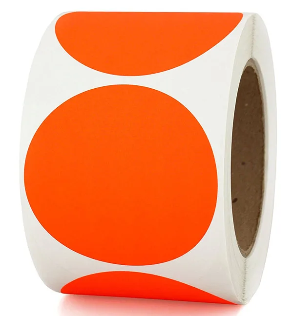 500 шт цветные круглые бирки на листы наклейки Скрапбукинг код товара различные упаковочные канцелярские товары круглой формы Chroma наклейки - Цвет: Orange sticker