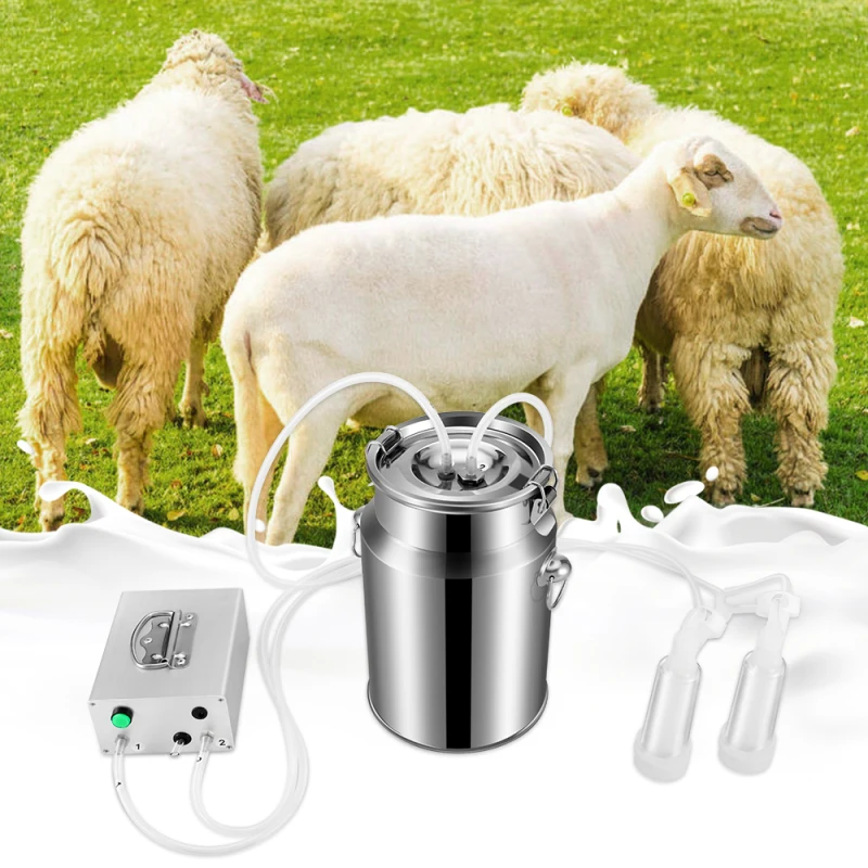 

7L Portable Electric Milking Machine for Cows Sheep Adjustable Speed Pump Stainless Steel Bucket Goat Milker Vacuum Pump Suction