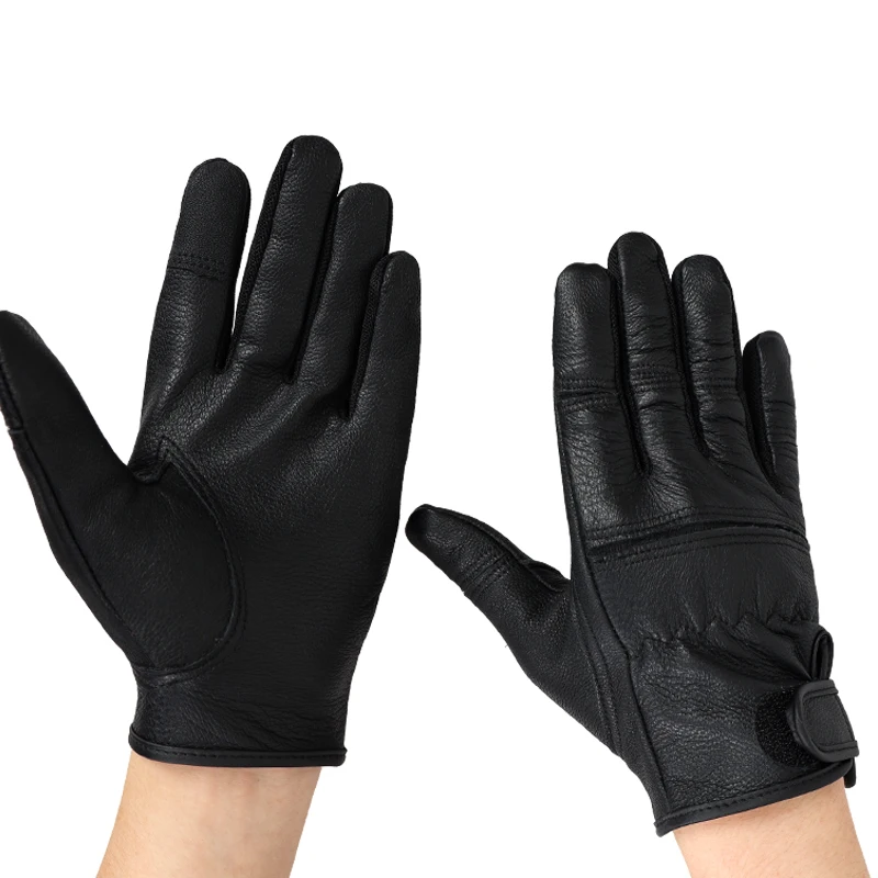 QIANGLEAF Black Goat Leather Motorcycle Cycling Sport Safety Protection Gloves Men's Driving Work Mittens Sample 550SY