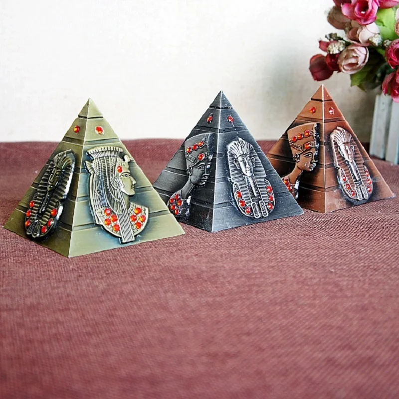 Egyptian Metal Pharaoh Khufu Pyramids Figurine Pyramid Building Statue Miniatures Home Office Desktop Decor Gift Souvenir|souvenir gift|souvenir