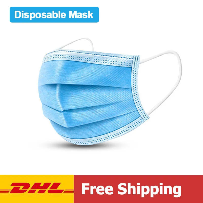 

DHL Free Shipping Disposable Face Masks 3 Layes Anti-Pollution Mask Dust Protection One Time Mount Mask For Men Women