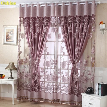 

OCHINE 250cm X 100cm Flower Tulle Door Window Curtain Drape Panel Sheer Scarf Valances Curtains HOT!