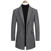 Осенне-зимняя куртка, шерстяное пальто для мужчин, приталенный модный Тренч, повседневное шерстяное пальто, мужские пальто