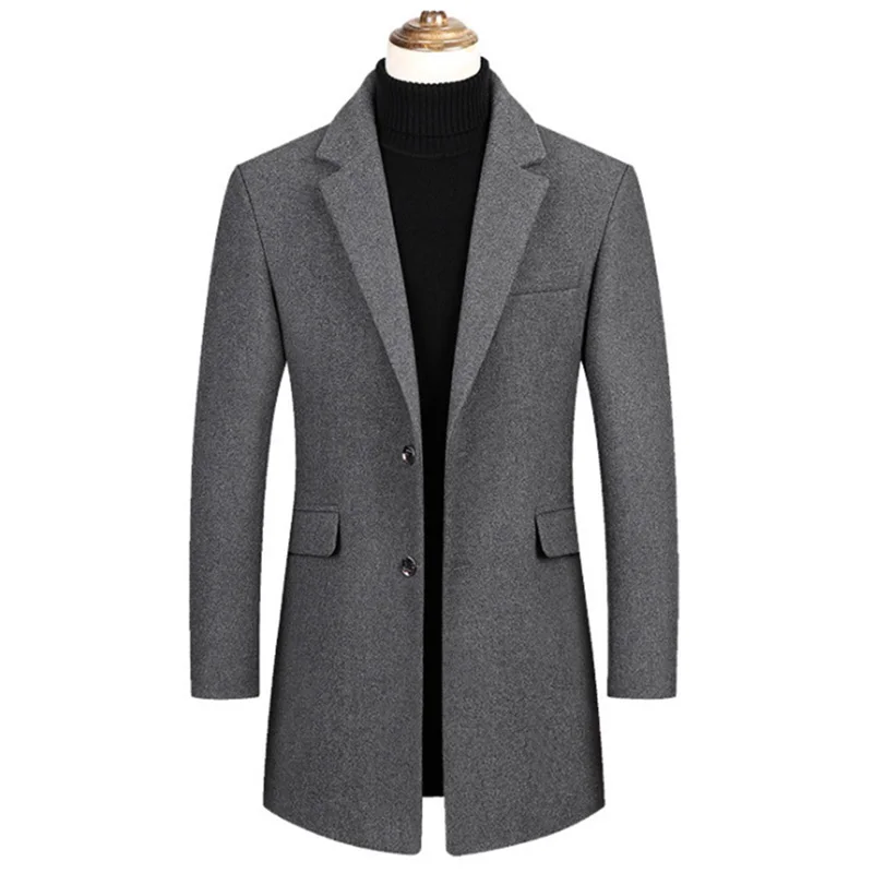 Autumn Winter Jacket Men Woolen Coat Slim Fit Fashion Trench Casual Wool Blend Jackets Overcoat | Мужская одежда