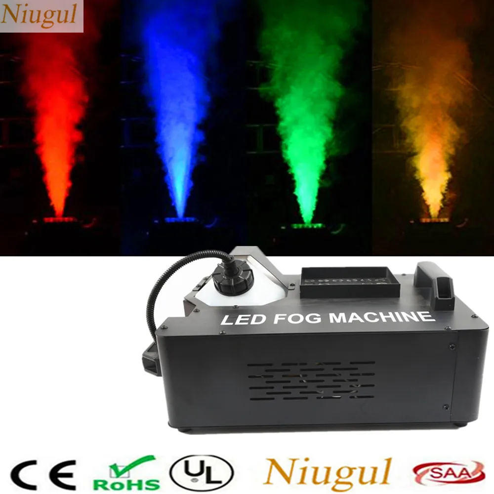 Smoke Machine With RGB LED Lights Wireless Remote 1500W Fogger Ejector Wedding Party Show DJ Disco Stage Oil Pump Fog Machine