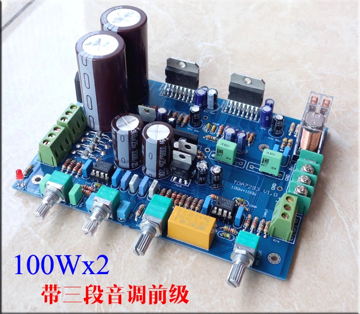 TDA7293 Power Amplifier Board 100W+100W Kit & Finished Board with Three-tone Preamp