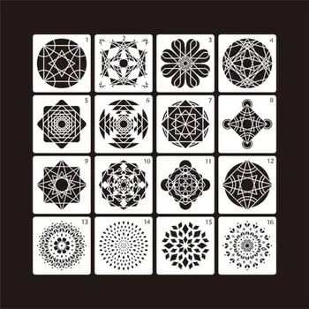 

16pcs/set Mandala Stencil Drawing Template Ruler for Painting Board DIY Album