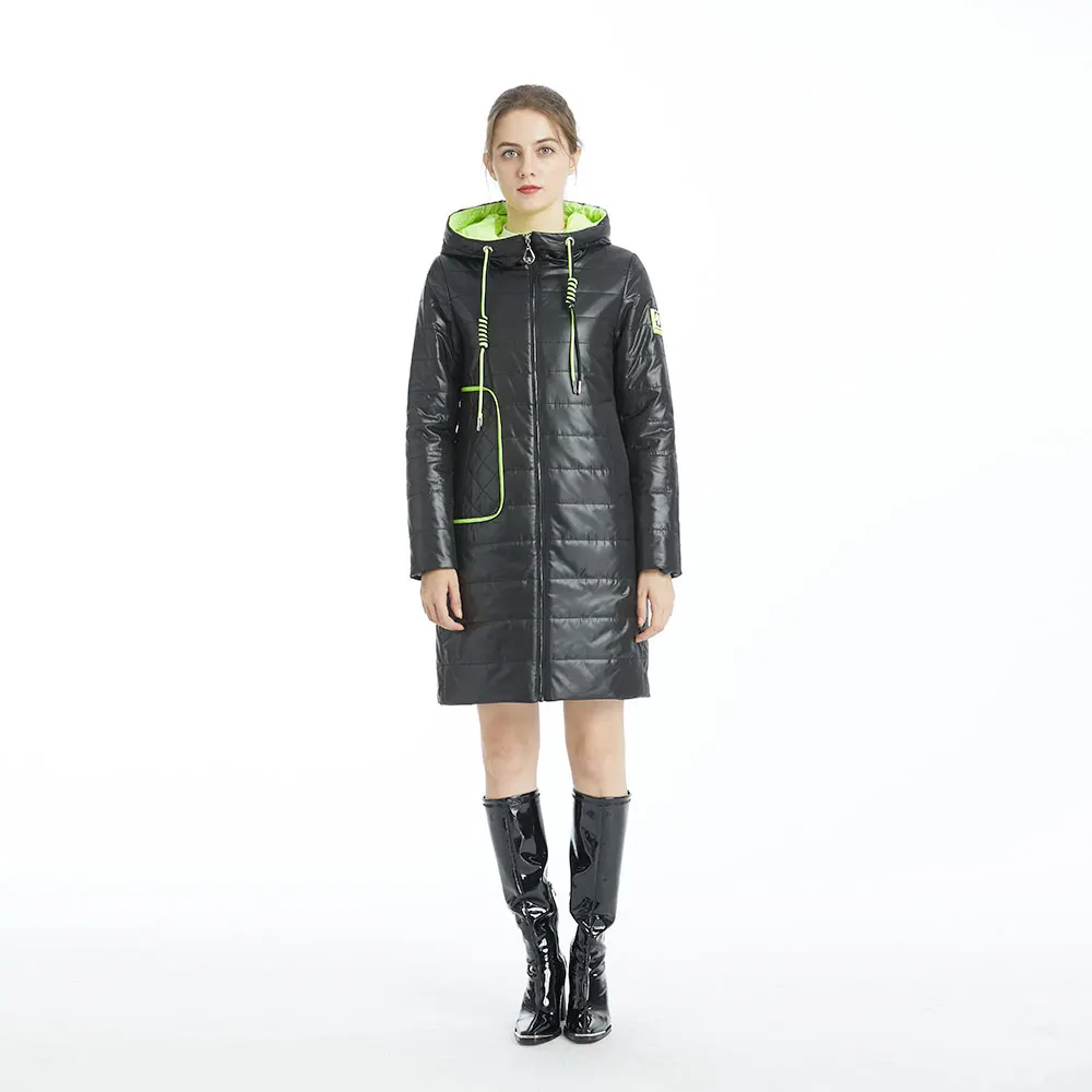 

Winter Womem Clothes Coat Top Down Jacket Hooded Windproof Ladies Slim Fashion Pockets Jacket Mid-length Jacket Casual Parkas