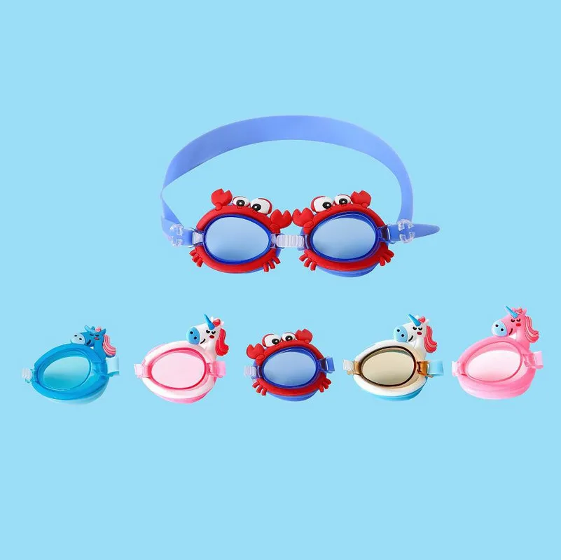 Gafas de natación antiniebla con dibujos animados para niños, lentes de buceo para surfear, para reducir el brillo