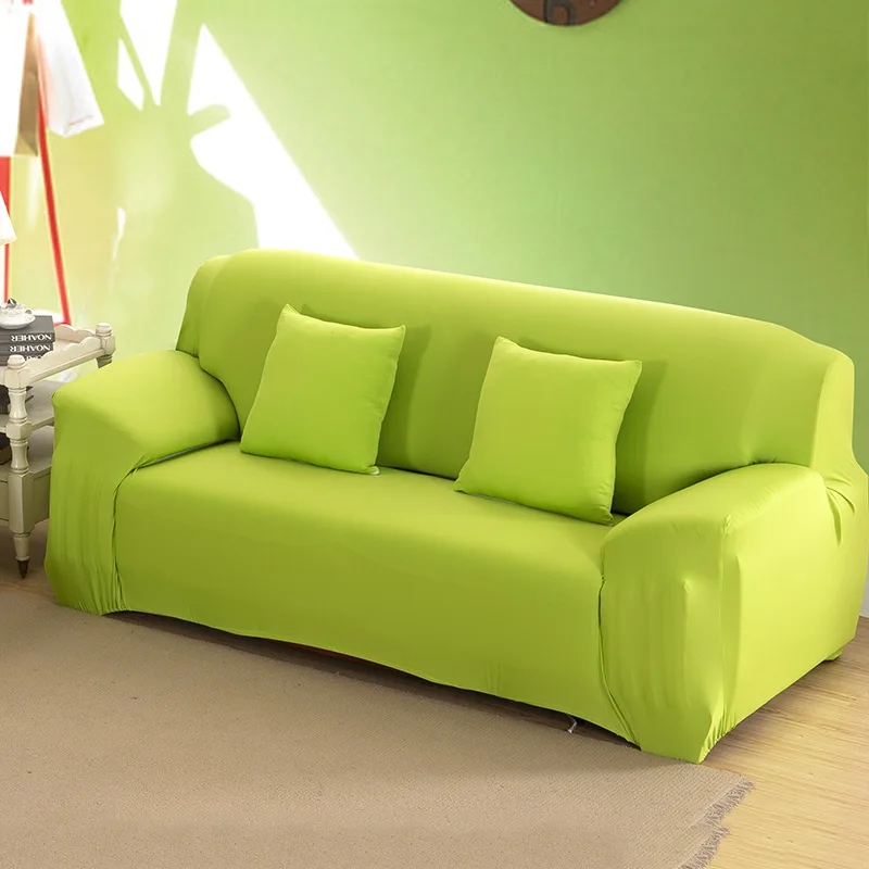 solid color Sofa Cover Set Couch Cover Elastic Corner Sofa Covers for Living Room Stretch L Shaped Chaise Longue Slipcover - Цвет: light green