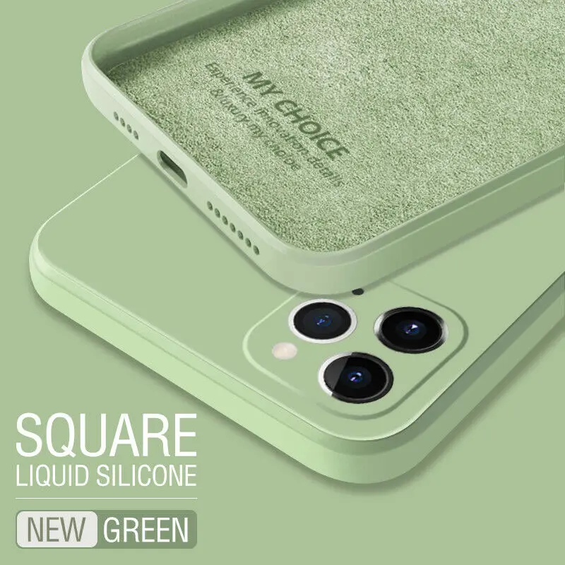 Luxury Original Square Liquid Silicone Phone Case For iPhone 12 13 11 Pro Max Mini XS X XR 7 8 Plus SE 2 Thin Soft Candy Cover case for iphone 13 mini