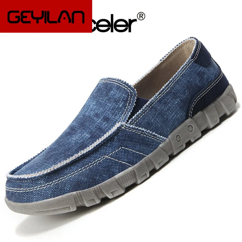 

Summer Hard-Wearing Casual Canvas Shoes Plus Big Size 46 47 48 Lazy Fashion Sneaker Flats Breathable Denim Loafers Rubber Shoes