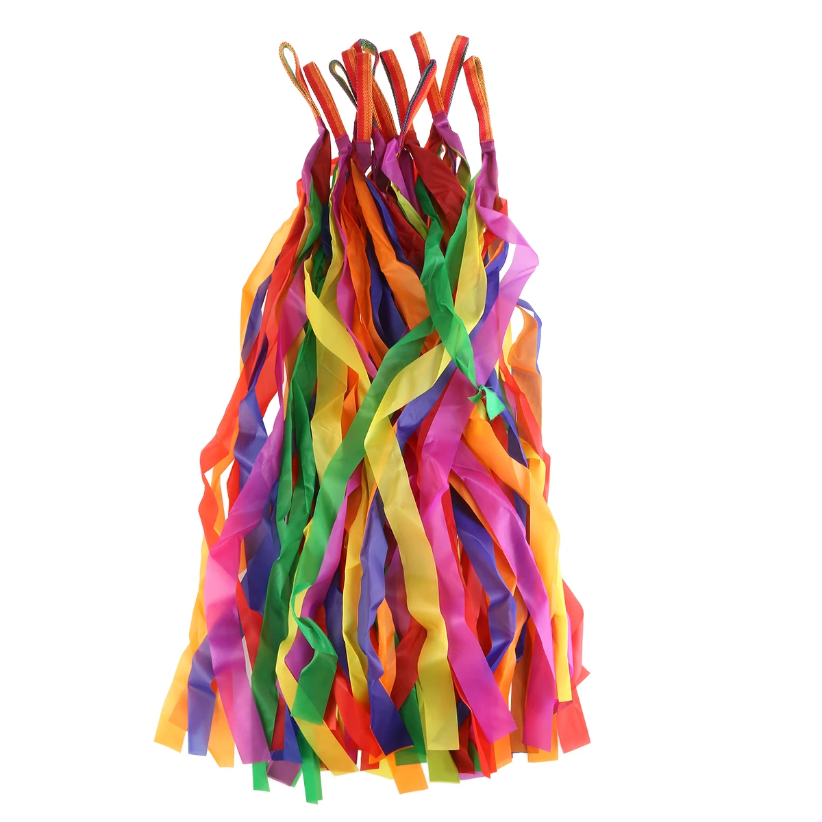 

BESTORARD 12pcs Rainbow Colored Ribbon Splice Colorful Gym Streamer Baton Twirling Rod Rhythmic Art Gymnastic Dance Ribbon
