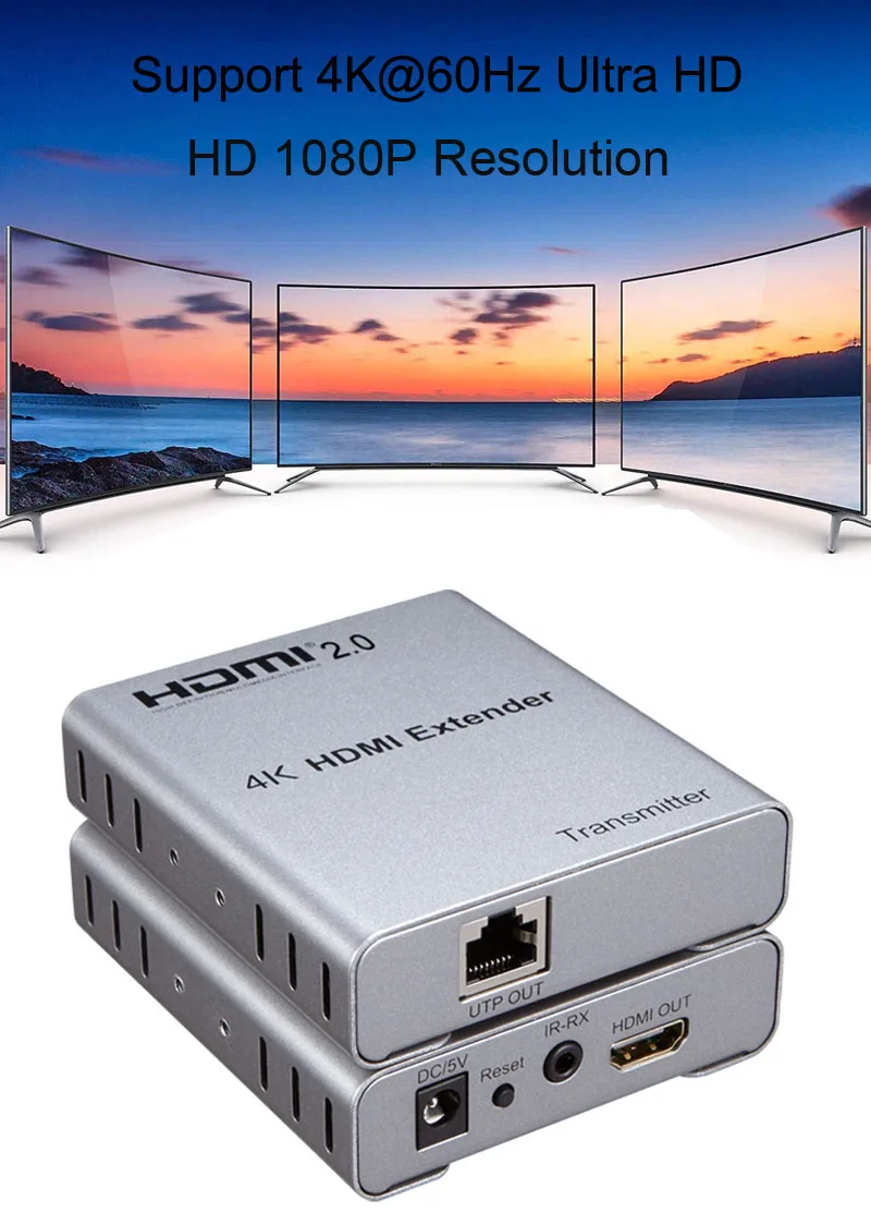 4K 60Hz HDMI 2,0 удлинитель 50 м 60 м 1080P 80 м через Cat5E/6 CAT6 RJ45 Ethernet кабель передатчик приемник с ИК для DVD ПК к телевизору
