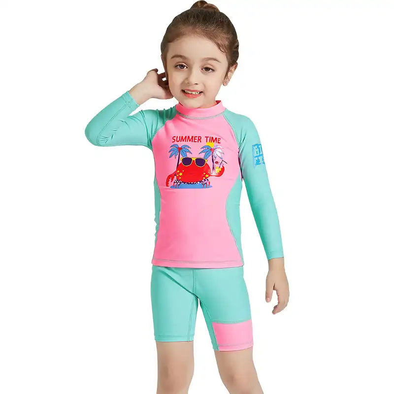 Girls Swimwear Quick Dry Beachwear Top Swim Shorts Long Sleeve Sun Proof Swimsuit Surfing Drifting Children S Two Pieces Set Children S Two Piece Suits Aliexpress