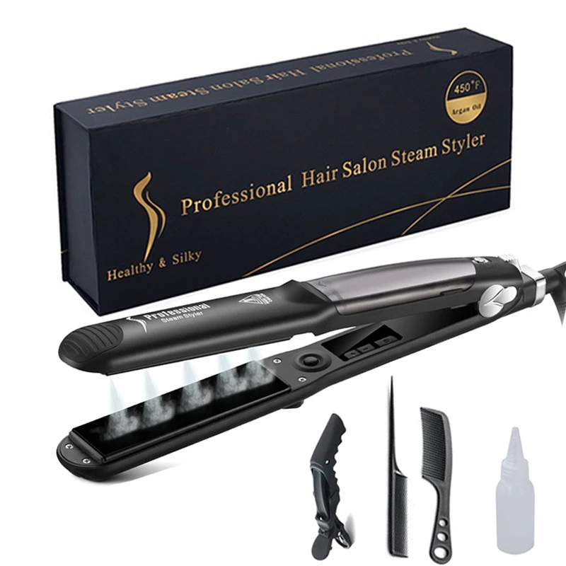 Professional Steam Hair Straightener Ceramic Vapor Hair Flat Iron Seam Hair Straightening Iron Curler Steamer Hair Styling Tool Steam Hair Straightener Flat Iron Steamhair Steam Straightener Aliexpress
