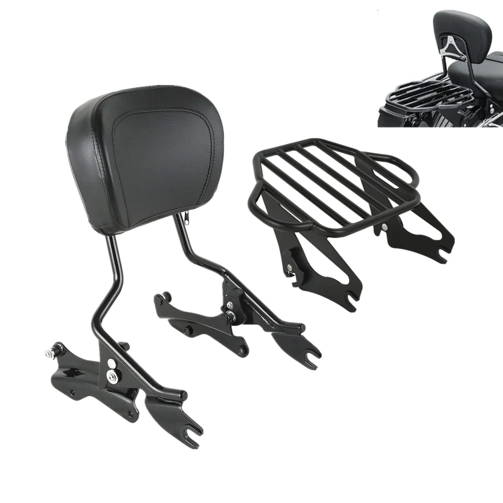 Motorcycle Sissy Bar Backrest Luggage Rack Docking Kit For Harley