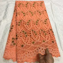 Новейшее швейцарское сухое кружево высокое качество кружева хлопок ткань из Дубая Африканское парчовое полотно 5 ярдов