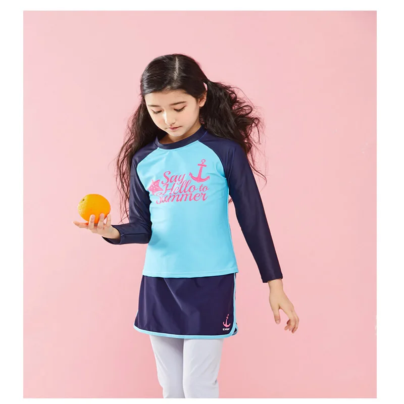 Купальный костюм для мальчиков, детский купальный костюм, детское бикини с открытыми штанами, длинные рукава для девочек, Fmzxg, животные, полиэстер, Sierra Surfer