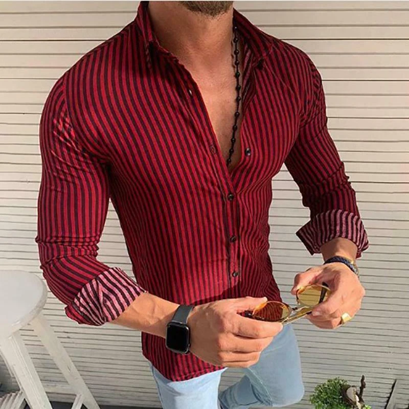 Camisa Caballero 2019 marca nueva oficina hombres a rayas músculo larga vestido camisas Formal de negocios lujo Top blusa camiseta|Camisas informales| - AliExpress