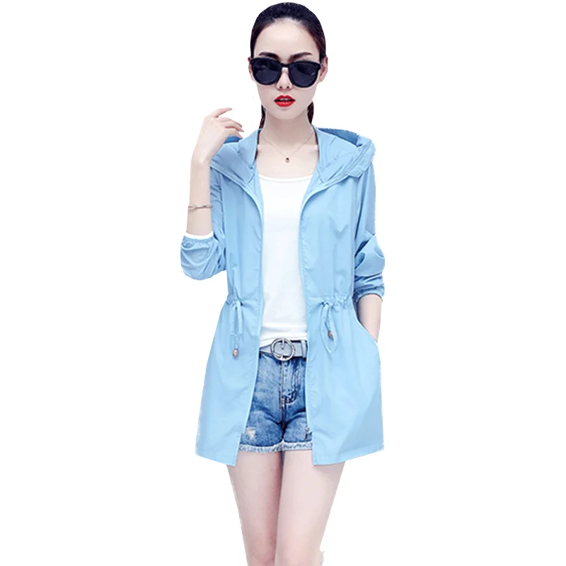 

2020 New Arrival Summer Women Sunscreen Waterproof UV Proof Hooded Korean Wild Thin Sun Jacket Femme Ladies Jacket Top D3516